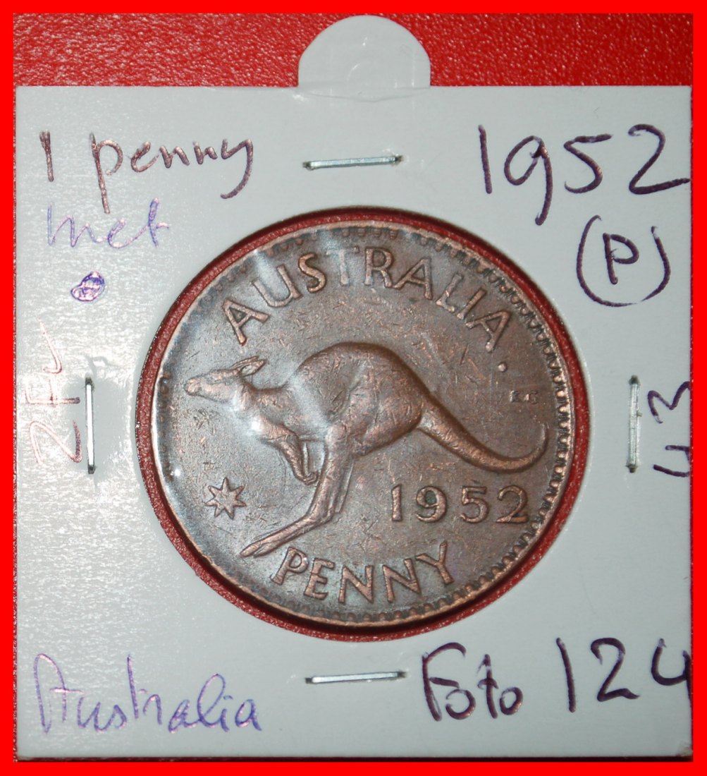 Ⰶ GEORG VI. (1937-1952): AUSTRALIEN★1 PENNY 1952 PERTH! KÄNGURU OHNE INDIEN! PACKUNG★OHNE VORBEHALT!