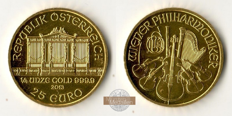 Österreich. LOT 20 x 25 Euro div. Jgg. MM-Frankfurt  Gesamt-Feingewicht: 155.56g Wiener Philharmoniker  