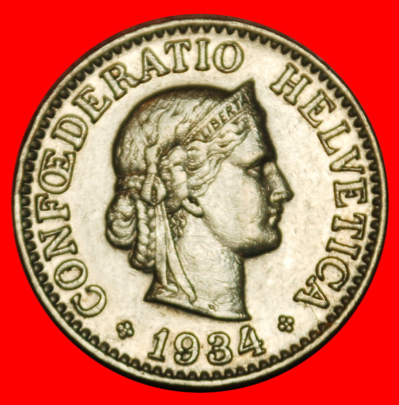 Ⰶ LIBERTY (1879-2024): SWITZERLAND ★ 10 RAPPEN 1934B! DIES 1+A!★LOW START! ★ NO RESERVE!