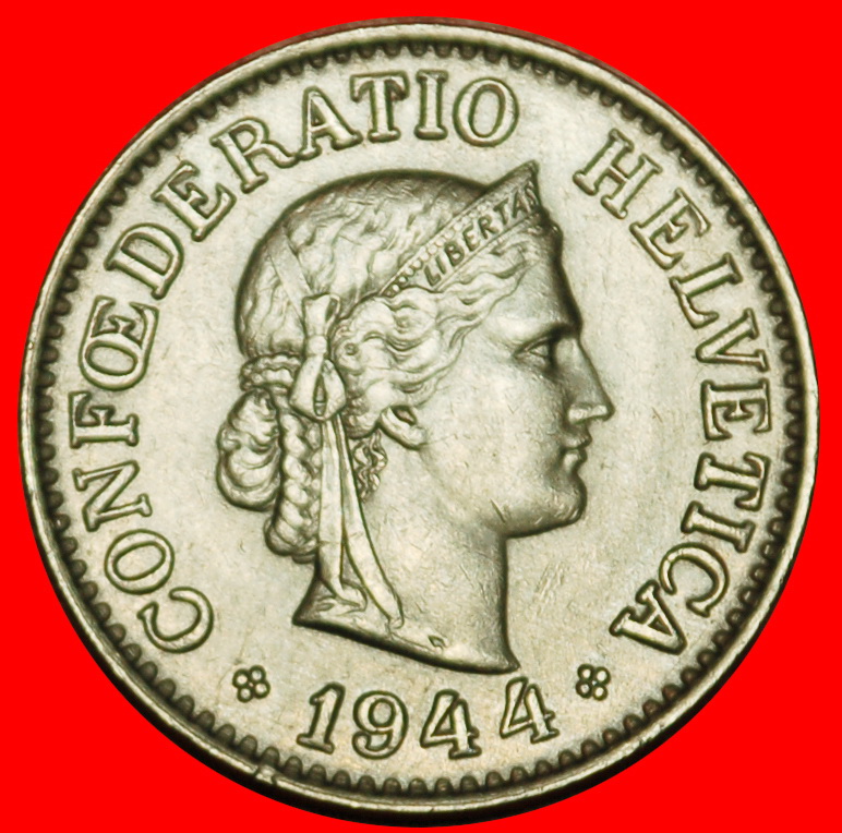 Ⰶ LIBERTY (1879-2024):SWITZERLAND★10 RAPPEN 1944B! 1+A! WARTIME (1939-1945)★LOW START! ★ NO RESERVE!