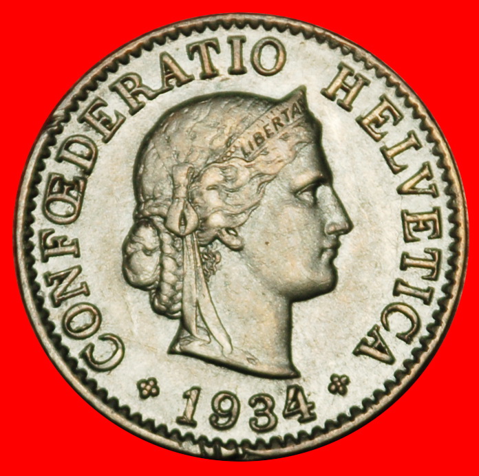 Ⰶ LIBERTY (1879-2024): SWITZERLAND ★ 5 RAPPEN 1934B! DIES 1+A!★LOW START! ★ NO RESERVE!
