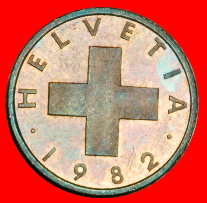  Ⰶ WHEAT SPRIG (1948-2006): SWITZERLAND★1 RAPPEN 1982! DIES II+C! UNC LUSTRE★LOW START! ★ NO RESERVE!   