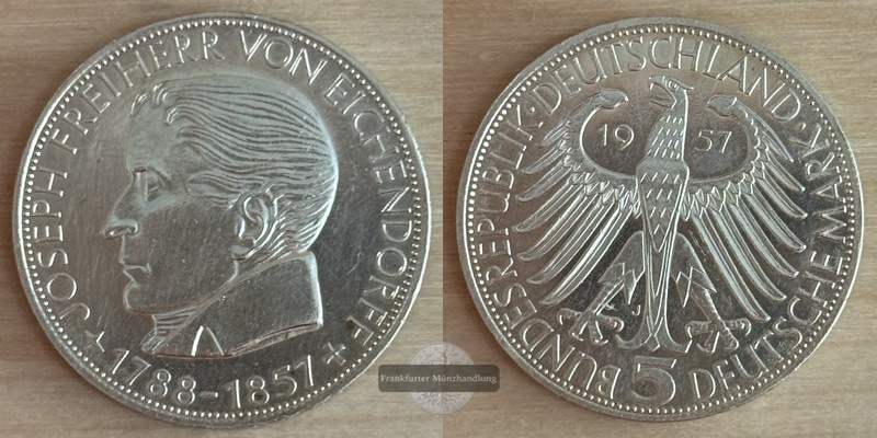  Deutschland 5 DM Gedenkmünzen 1957 FM-Frankfurt Feinsilber:7g   