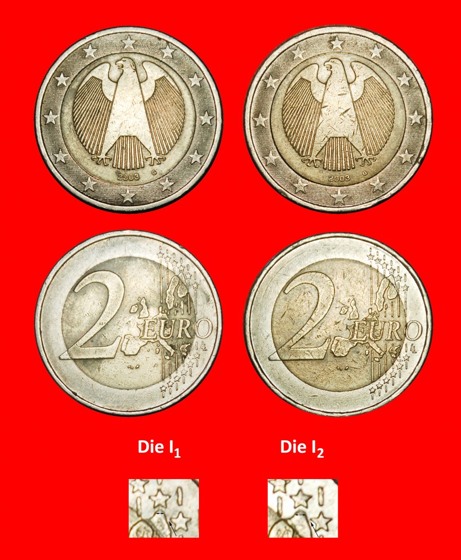  ⰆPHALLISCHE TYP 2002-2006:DEUTSCHLAND★2 EURO 2003G BEIDE TYPEN★GERADE VERÖFFENTLICHT★OHNE VORBEHALT!   