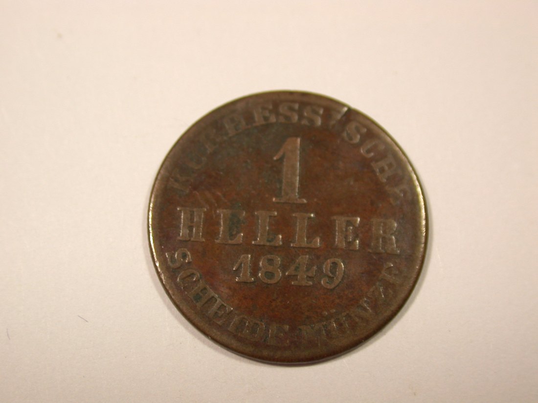 I7 Hessen Kassel 1 Heller 1849 in f.ss Randfehler Originalbilder