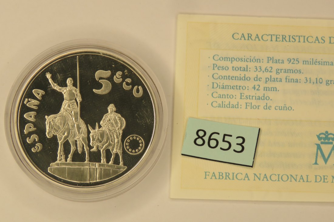 8653 Spanien 1994 5 Miguel Cervantes 33,62 g Silber 0.925