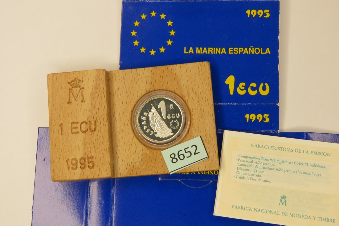 8652 Spanien 1995 1 ECU - Anker - 6,72 g Silber 0.925