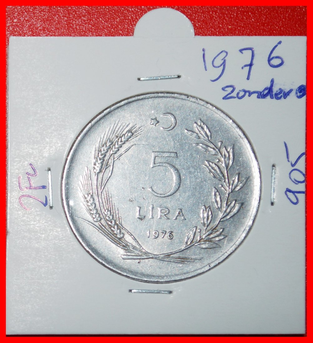  Ⰶ ATATURK (1923-1938): TURKEY ★ 5 LIRAS 1976 TYPE 1974-1979 ERROR! IN HOLDER★LOW START ★ NO RESERVE!   