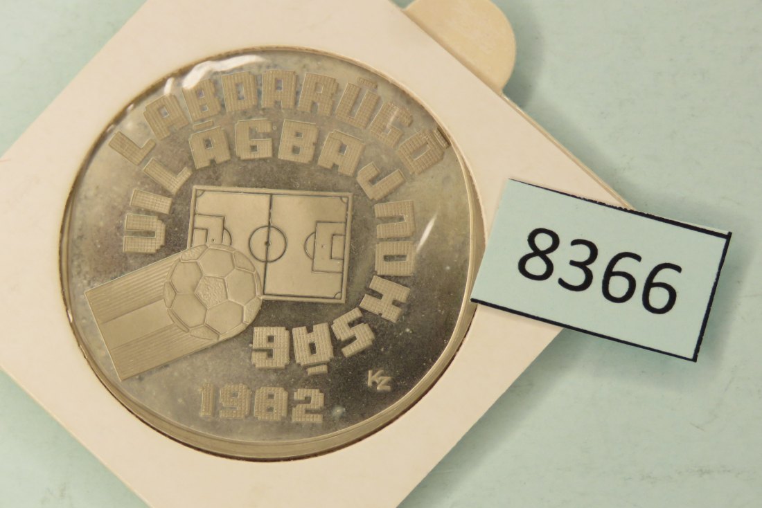 8366 Ungarn 1981 500 Forint - Fußball WM - Motiv 1 - 28 g Silber 0.640