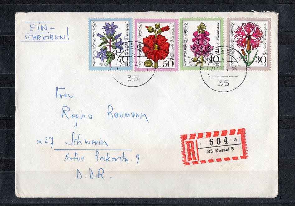  BRD 1974 Einschreiben mit Mi. 818-821 Echt gelaufen   