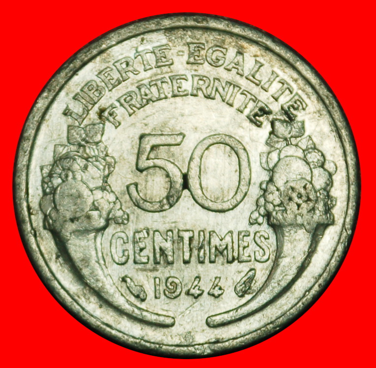 Ⰶ CORNUCOPIAS (1941-1947): FRANCE ★ 50 CENTIMES 1944 WARTIME (1939-1945)!★LOW START★NO RESERVE!