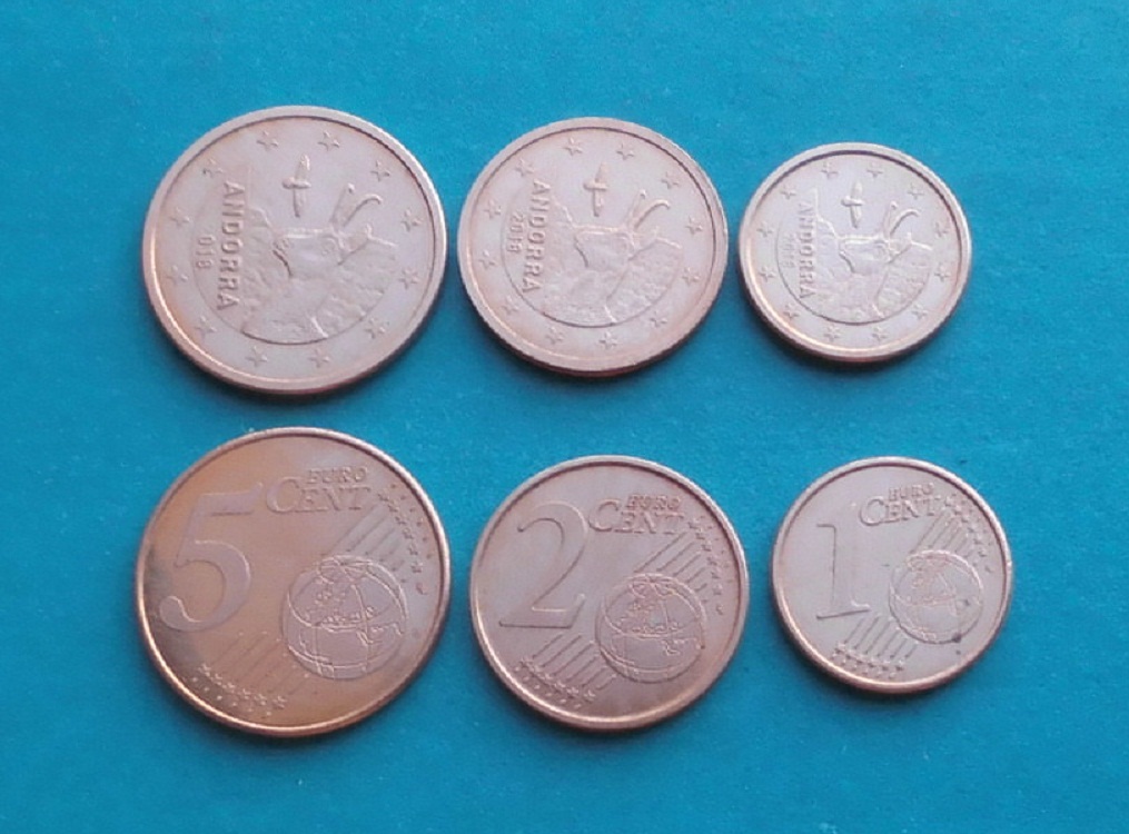  1 + 2 + 5 Euro Cent Andorra 2018 brandneu KMS Minisatz vz stgl unc selten RAR   