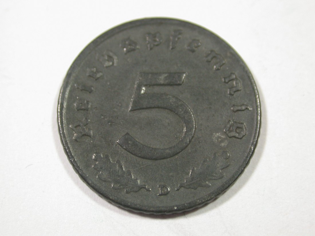 I9 3. Reich 5 Pfennig 1940 D in ss-vz Originalbilder