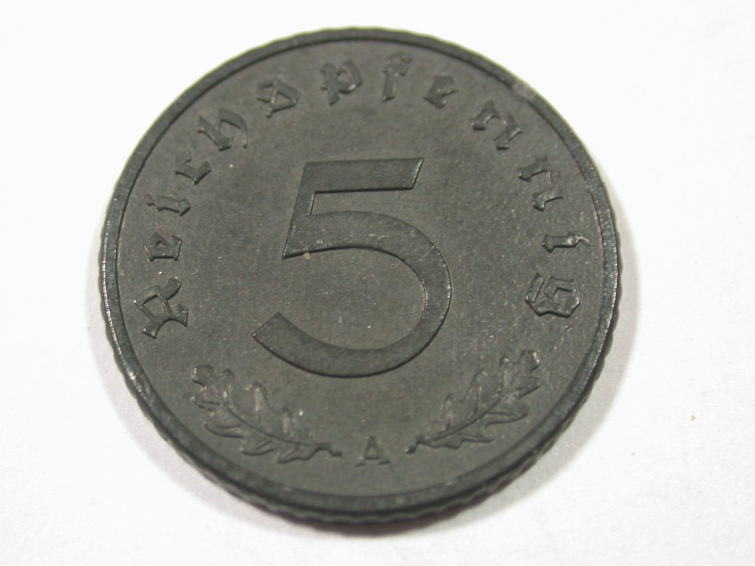 I9 3. Reich 5 Pfennig 1942 A in vz-st Originalbilder