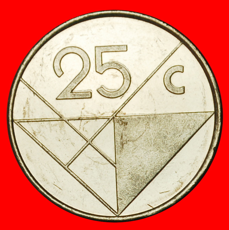  Ⰶ NIEDERLANDE (1986-2023):ARUBA★25 CENT 1987! BEATRIX (1980-2013) uSTG STEMPELGLANZ! OHNE VORBEHALT!   