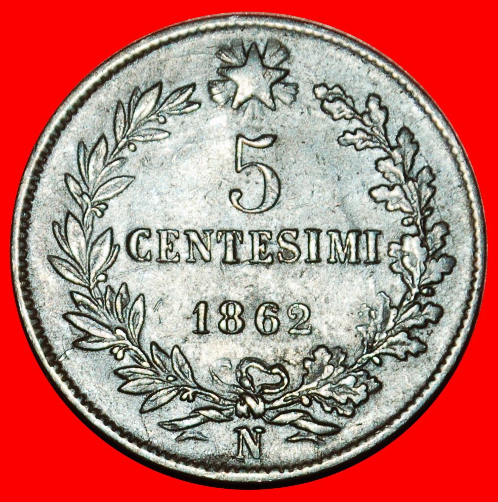  Ⰶ 2 SOLD NAPLES: ITALY★ 5 CENTESIMOS 1862N! VICTOR EMMANUEL II (1861-1878) LOW START ★ NO RESERVE!   
