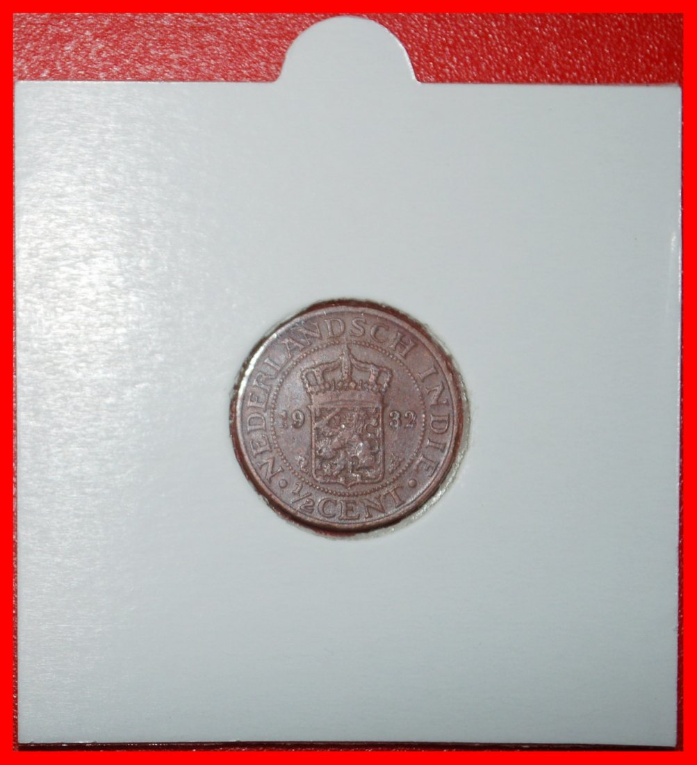 Ⰶ TYPE 1914-1945:NETHERLANDS EAST INDIES★1/2 CENT 1932 DIES 1+A! WILHELMINA★LOW START ★ NO RESERVE!