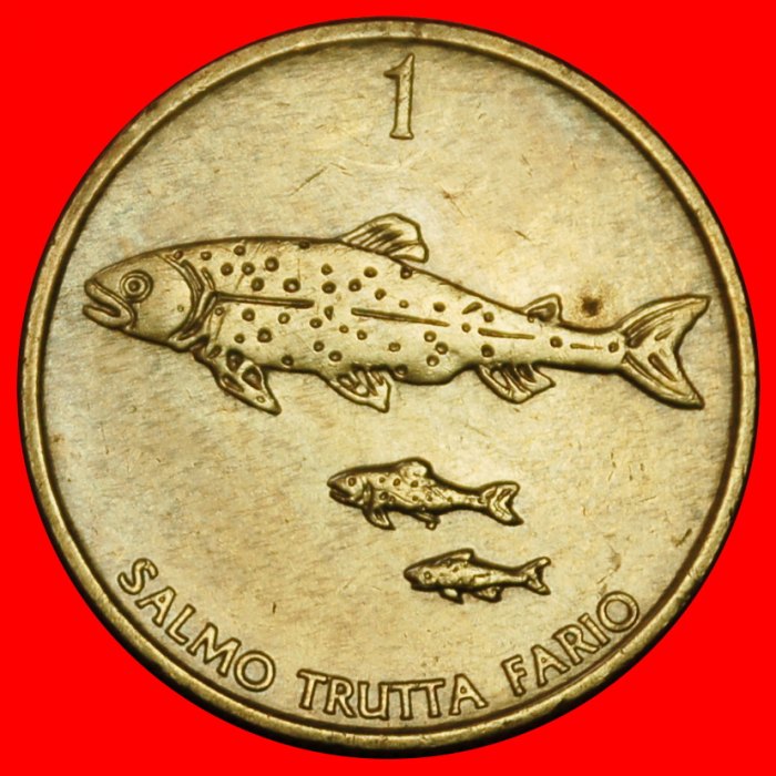 Ⰶ HUNGARY AND SLOVAKIA (1992-2006): YUGOSLAVIA SLOVENIA ★ 1 TOLAR 1994 FISH!★LOW START★ NO RESERVE!