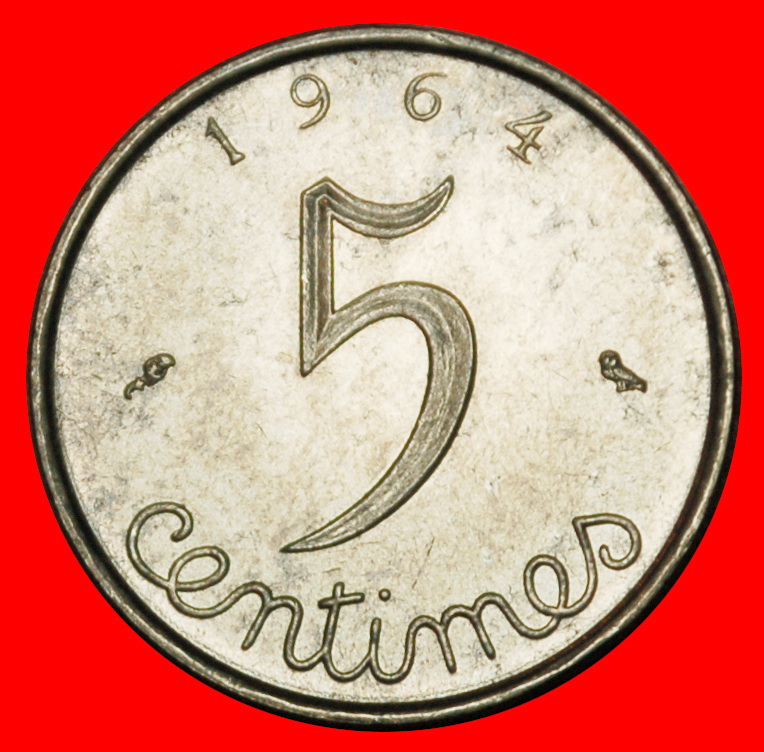 Ⰶ FIFTH REPUBLIC 1960-1964: FRANCE ★ 5 CENTIMES 1964 UNC MINT LUSTRE!★LOW START★ NO RESERVE!