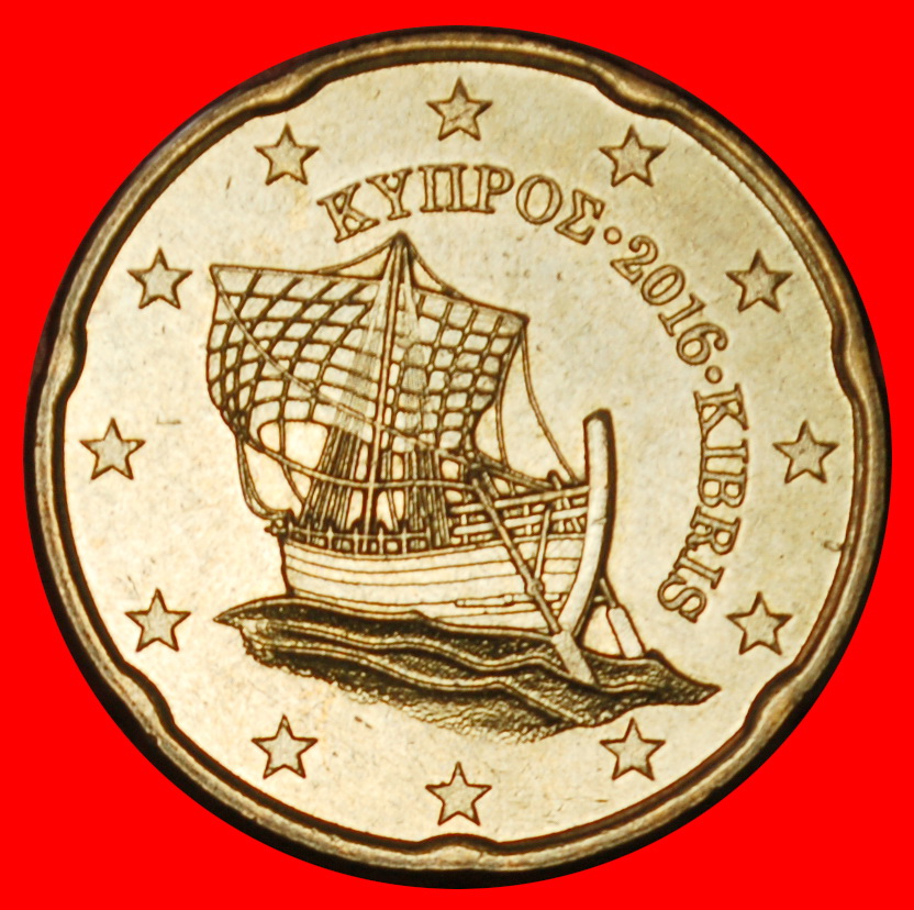 Ⰶ GRIECHENLAND (2008-2024): ZYPERN ★ 20 CENT 2016! SCHIFF NORDISCHES GOLD STG SELTEN★OHNE VORBEHALT!