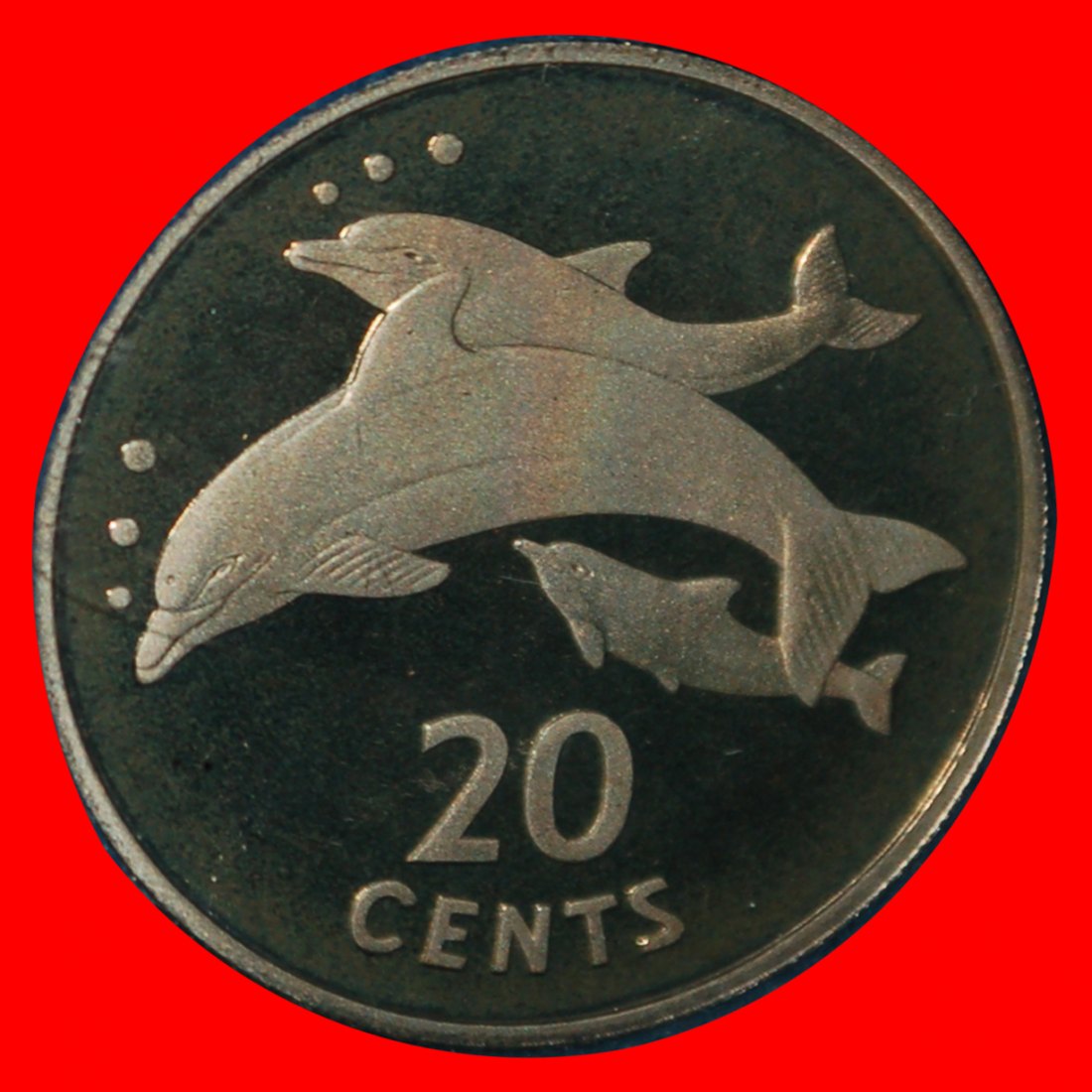 Ⰶ GREAT BRITAIN: KIRIBATI★20 CENTS 1979 DOLPHINS PROOF MINT LUSTRE! UNCOMMON★LOW START ★ NO RESERVE!