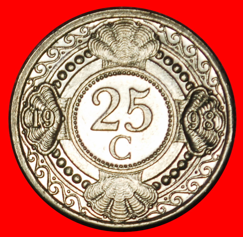 Ⰶ WITHOUT ARUBA ~ SHELLS (1989-2023): NETHERLANDS ANTILLES ★25 CENTS 1998! ★LOW START★ NO RESERVE!