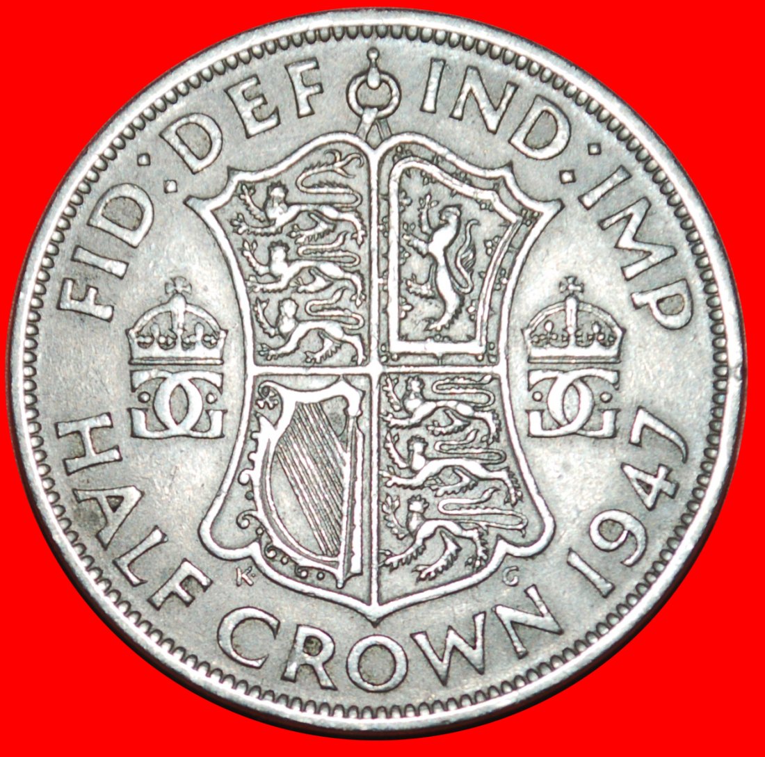 Ⰶ WITH INDIA (1947-1948): GREAT BRITAIN★HALF CROWN 1947! GEORGE VI 1937-1952★LOW START ★ NO RESERVE!