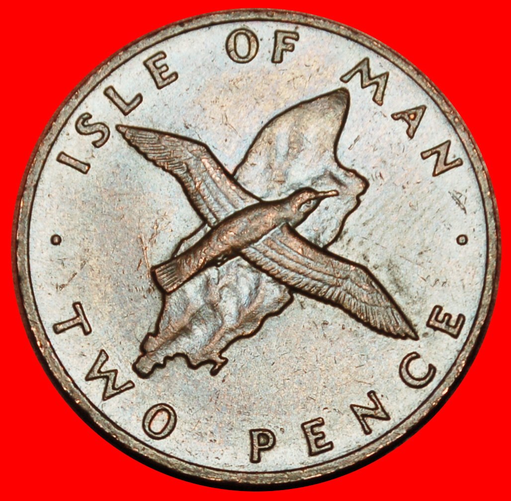 Ⰶ GROSSBRITANNIEN (1976-1979):INSEL MAN★2 PENCE 1976! VOGEL! ELISABETH II. 1953-2022★OHNE VORBEHALT!