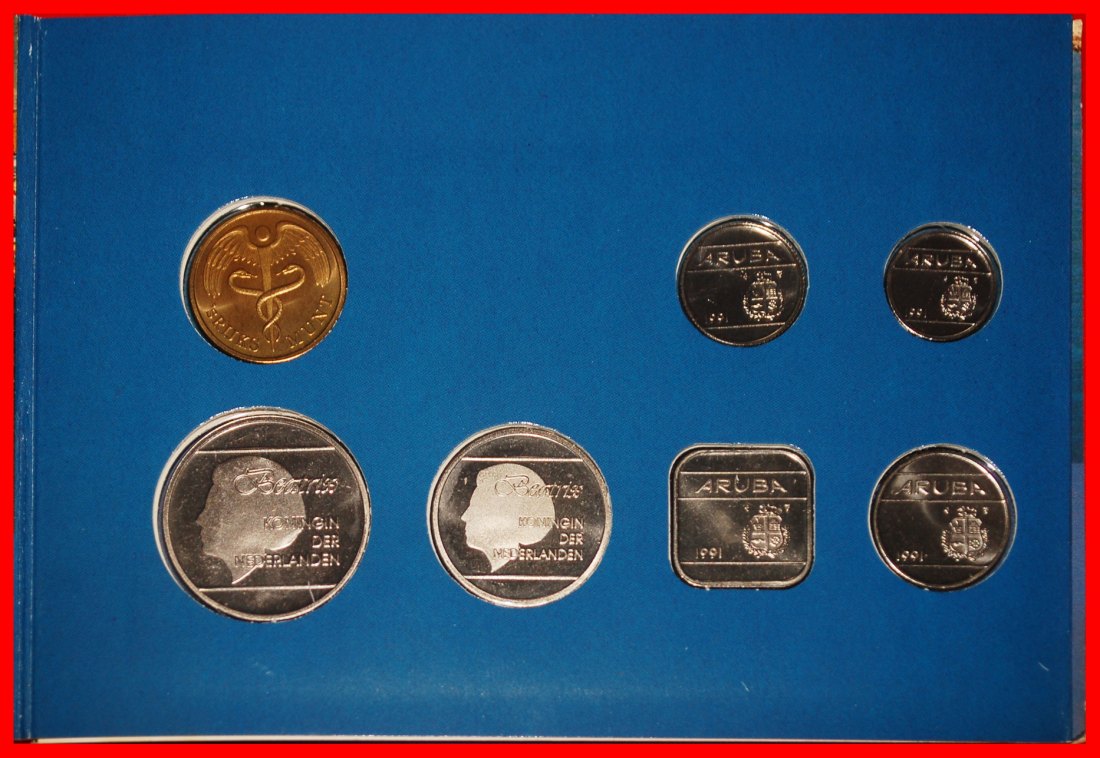  Ⰶ NETHERLANDS: ARUBA★5-10-25-50 CENTS 1-2 1/2 FLORINS 1991 FDC! LUSTRE! RARE★LOW START ★ NO RESERVE!   