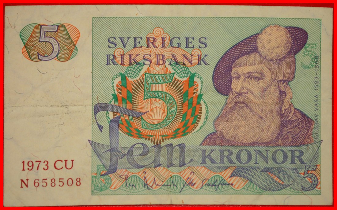 Ⰶ VOGEL (1965-1981): SCHWEDEN ★ 5 KRONEN 1973 KNACKIG! Carl XVI. Gustaf (1973-)★OHNE VORBEHALT!