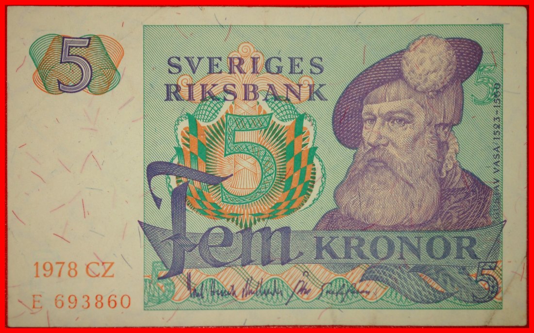 Ⰶ VOGEL (1965-1981): SCHWEDEN ★ 5 KRONEN 1978 KNACKIG! Carl XVI. Gustaf (1973-)★OHNE VORBEHALT!