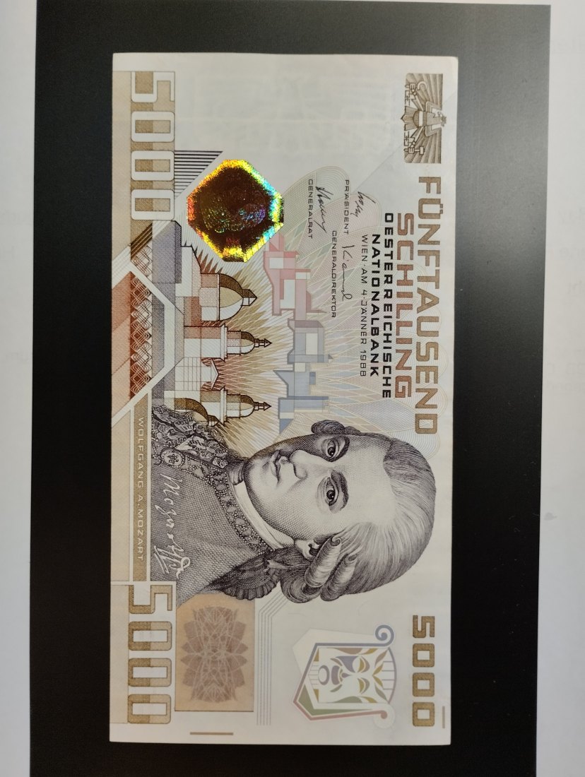  1988 Österreich 5000 Schilling Mozart  UNC, UNC   