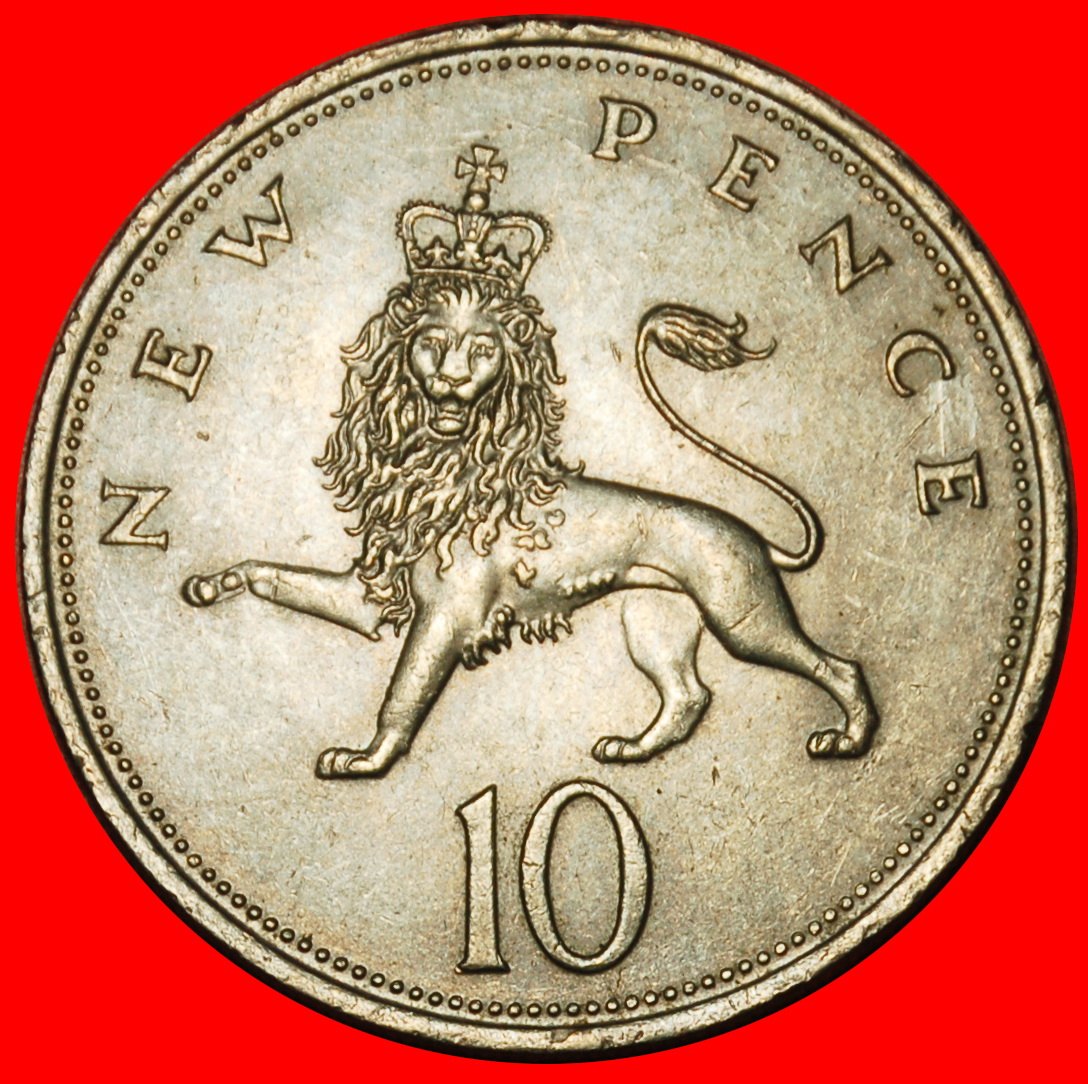 Ⰶ LION 1968-1981:GREAT BRITAIN★10 NEW PENCE 1970 LUSTRE★ELIZABETH II 1953-2022★LOW START★NO RESERVE!