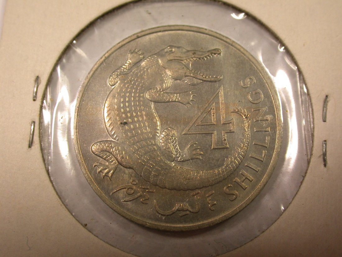 I10 Gambia 4 Shillings 1966 in vz-st/f.st Originalbilder