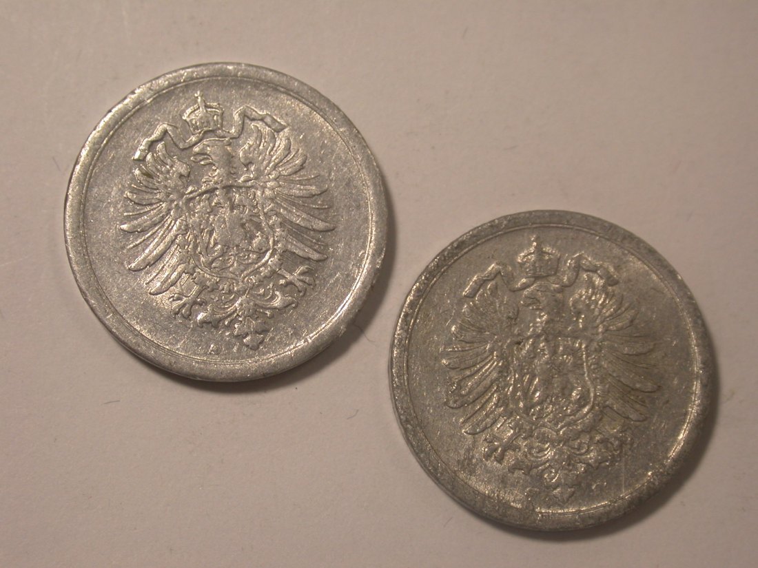  I11 KR 1 Pfennig 1917 A und F Alu  Originalbilder   
