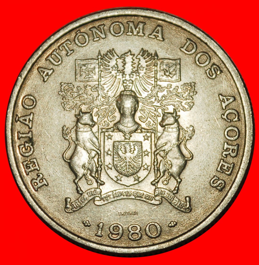  Ⰶ PORTUGAL: AZOREN ★ 25 ESCUDO 1980 (1981) STG STEMPELGLANZ! KÜHE!★OHNE VORBEHALT!   