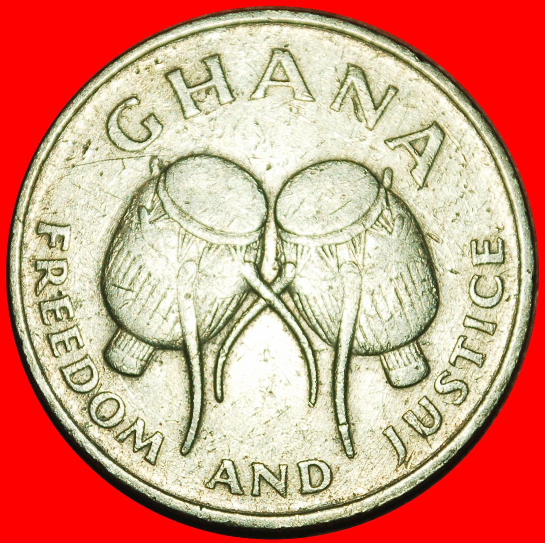 Ⰶ GREAT BRITAIN: GHANA ★ 50 CEDIS 1991 DRUMS AND LION! ★LOW START ★ NO RESERVE!