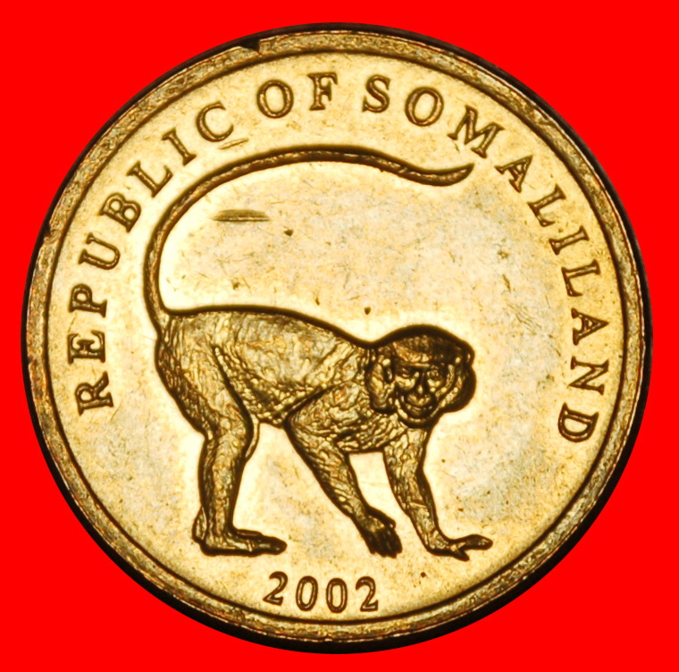 Ⰶ AFFE: SOMALILAND ★ 10 SHILLING 2002 STG STEMPELGLANZ! ★OHNE VORBEHALT!