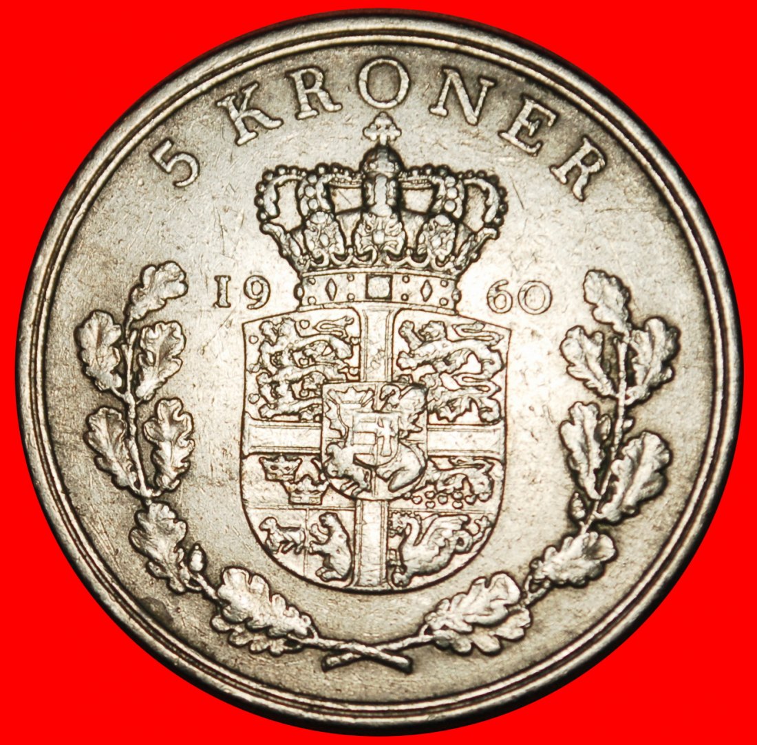 Ⰶ GREENLAND FAROE (1960-1972): DENMARK★5 CROWNS 1960! FREDERICK IX 1899-1972★LOW START ★ NO RESERVE!