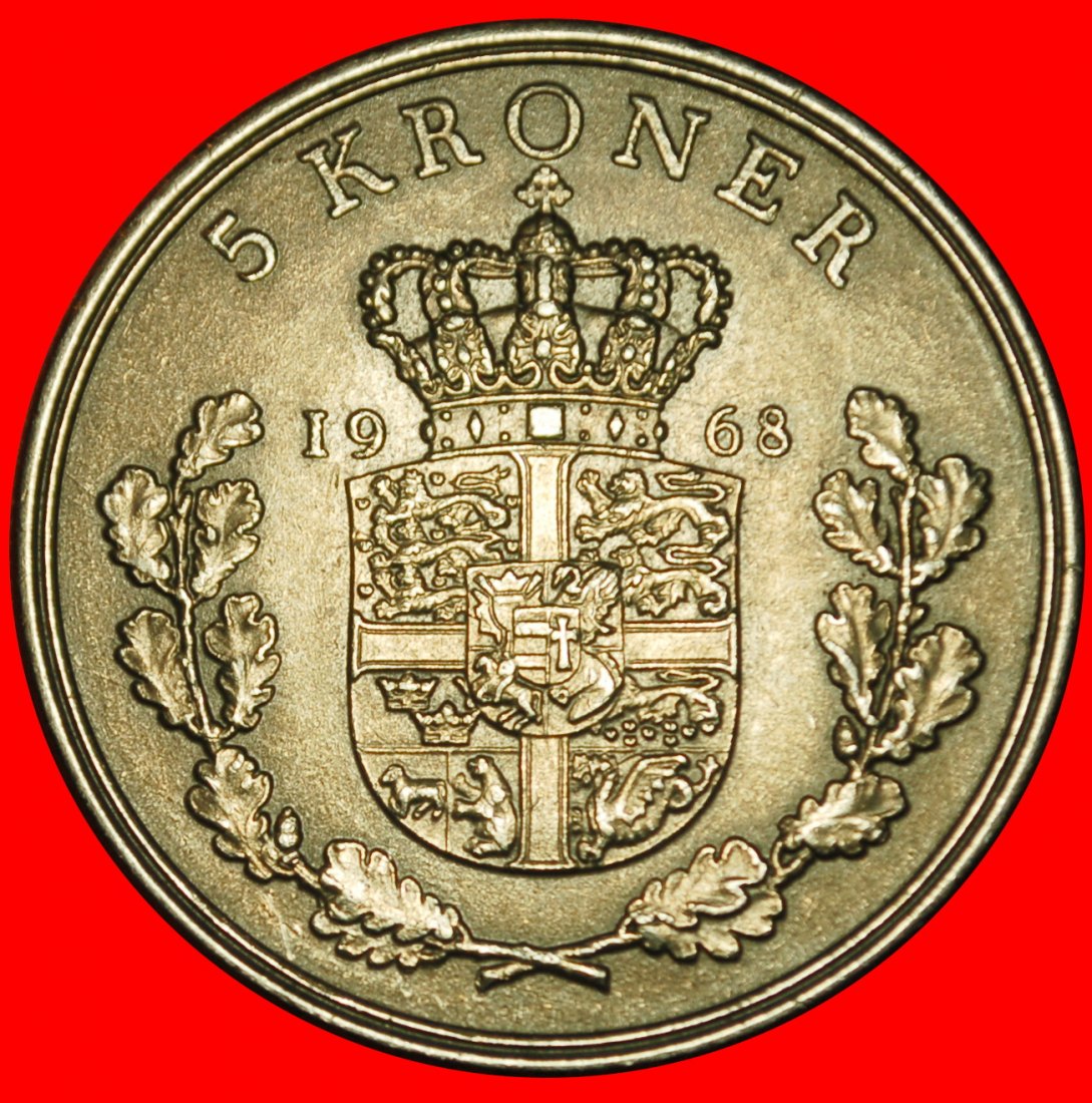 Ⰶ GREENLAND FAROE (1960-1972): DENMARK★5 CROWNS 1968! FREDERICK IX 1899-1972★LOW START ★ NO RESERVE!