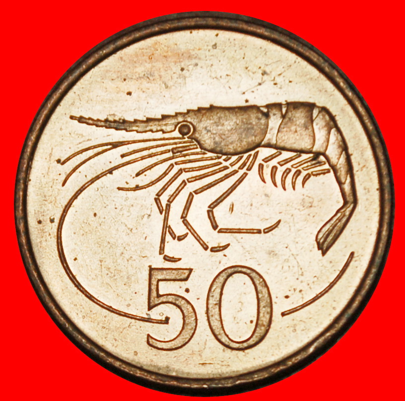 Ⰶ GREAT BRITAIN: ICELAND ★ 50 ORE 1986 DRAGON AND SHRIMP! MINT LUSTRE!★LOW START ★ NO RESERVE!