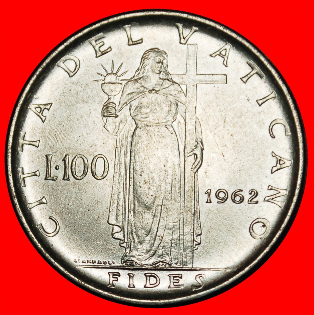 Ⰶ GODDES FIDES (1959-1962): VATICAN ★ 100 LIRE 1962! JOHN XXIII (1958-1963) ★LOW START ★ NO RESERVE!