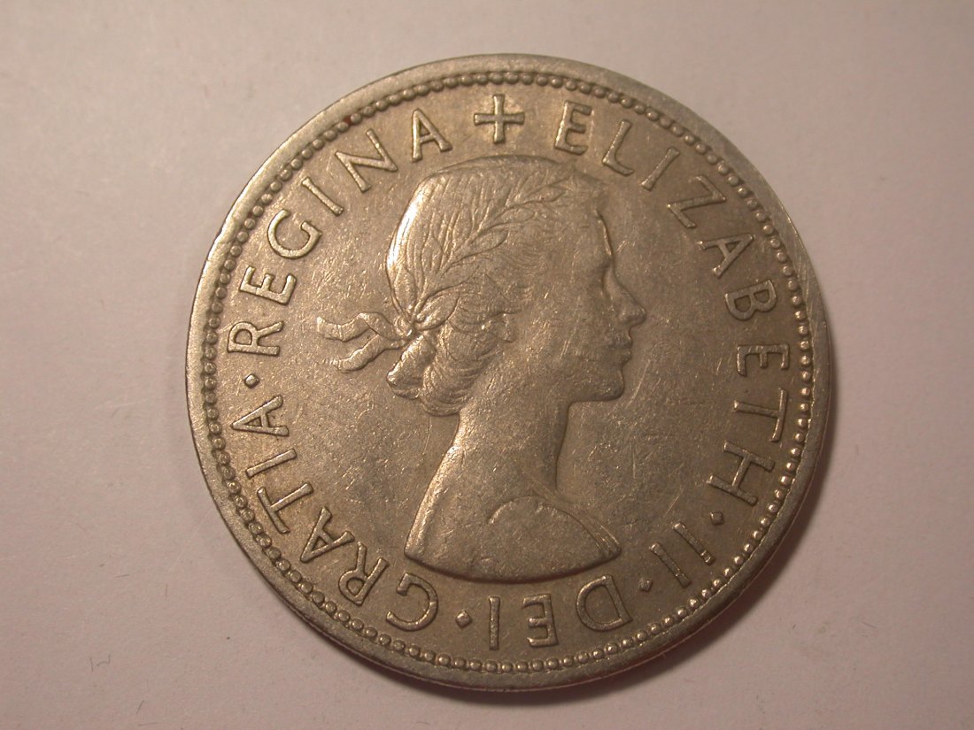 I15 Grossbritannien Half Crown 1960 in ss-vz Originalbilder