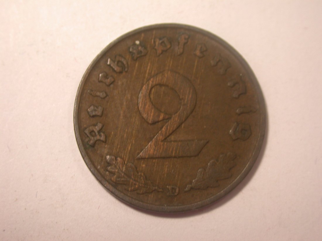 I15 3.Reich 2 Pfennig 1936 D in ss+ Originalbilder