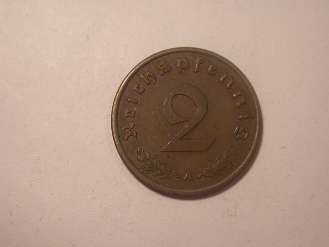 I15 3.Reich 2 Pfennig 1940 A in vz-st Originalbilder