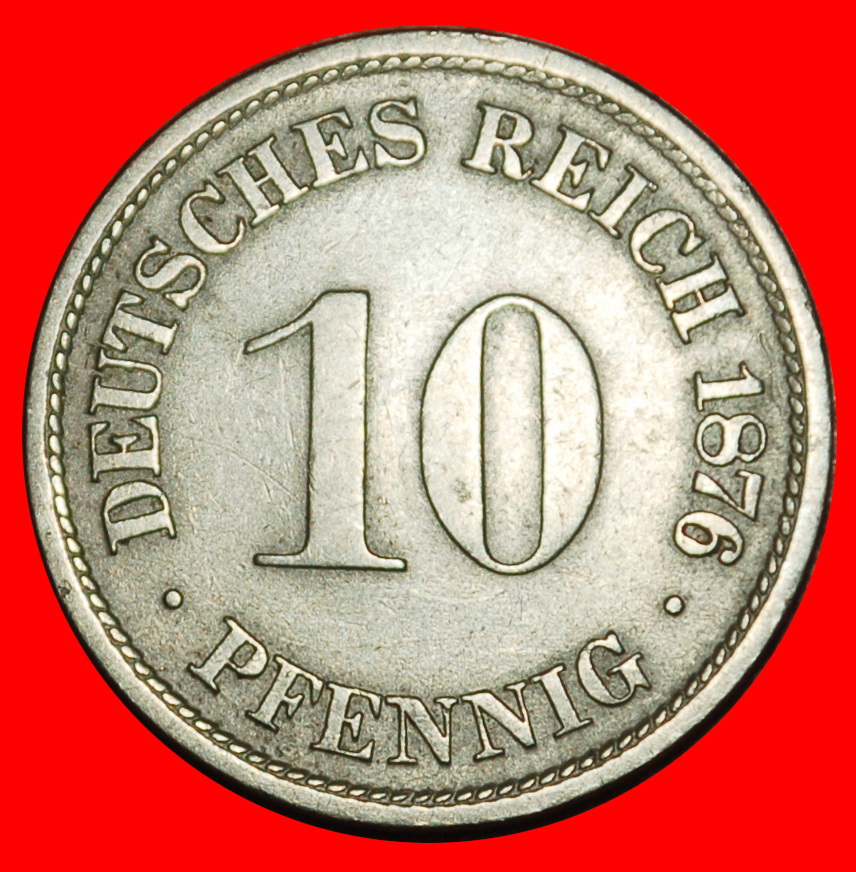 Ⰶ EAGLE (1873-1889): GERMANY★ 10 PFENNIGS 1876D BAVARIA! WILLIAM I 1871-1888★LOW START ★ NO RESERVE!