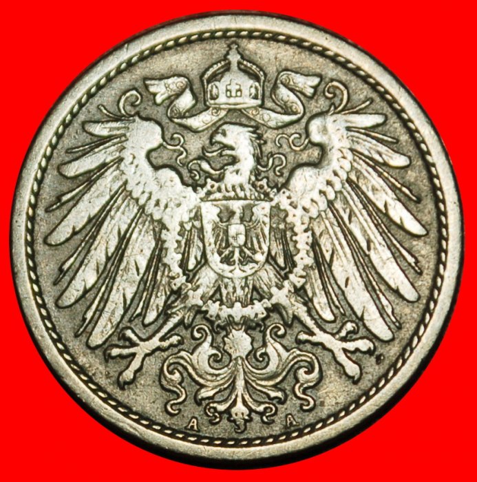  Ⰶ ADLER (1890-1916): DEUTSCHLAND ★ 10 PFENNIG 1908A PRUSSIA! WILHELM II. (1888-1918)!★OHNE VORBEHALT   