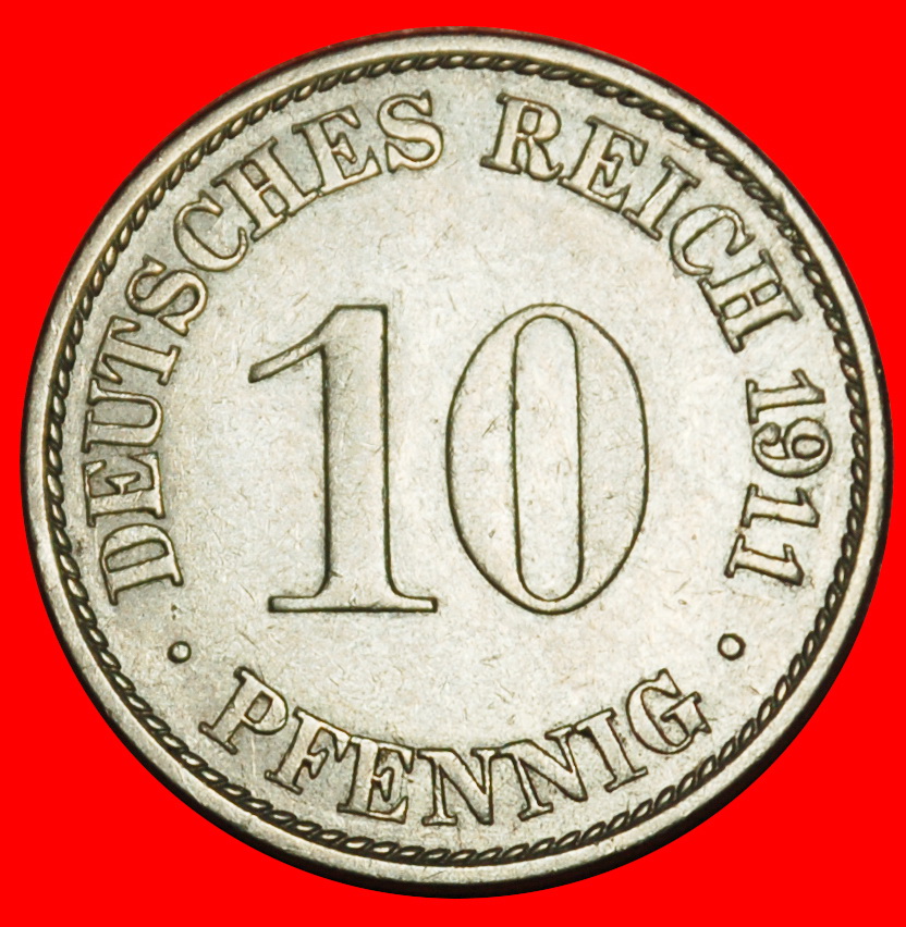 Ⰶ EAGLE (1890-1916): GERMANY★10 PFENNIGS 1911A PRUSSIA! WILLIAM II 1888-1918★LOW START ★ NO RESERVE!