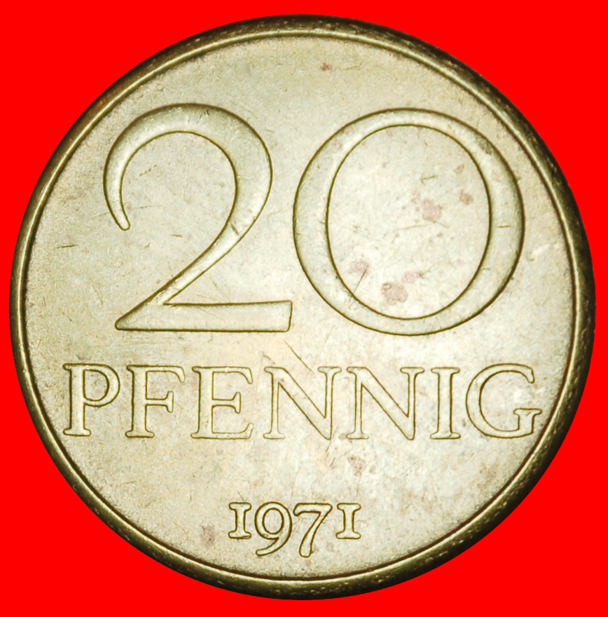 Ⰶ COMMUNISM (1958-1990): GERMANY ★ 20 PFENNIGS 1971! DIES 1+A! ★LOW START ★ NO RESERVE!