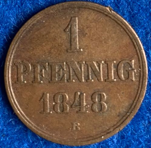 Königreich Hannover, Ernst August, 1848, 1 Pfennig, AKS 129, *21